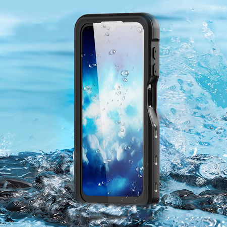 Etui wodoodporne IP68 360+ pasek do Samsung Galaxy A25 5G, czarne - ochronne z podstawką