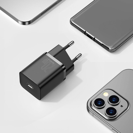 Ładowarka sieciowa Baseus Super Si Quick Charger 1C 20W z przewodem USB-C do Lightning 1m (czarna)