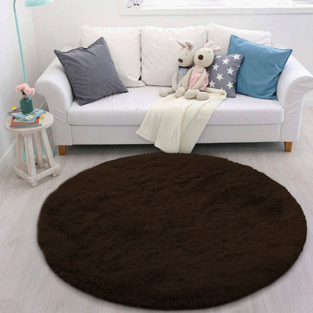 Shaggy Strado 80x80 DarkCoffee round rug (Dark brown)