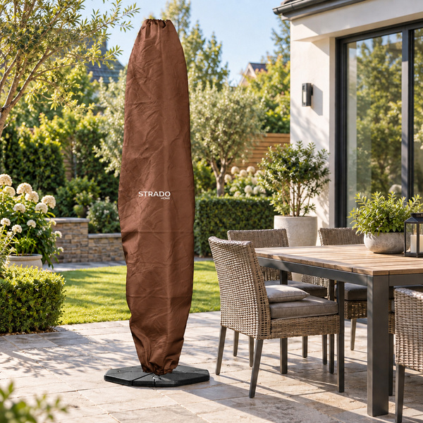 Pokrowiec na parasol ogrodowy 265x70 cm wodoodporny brązowy