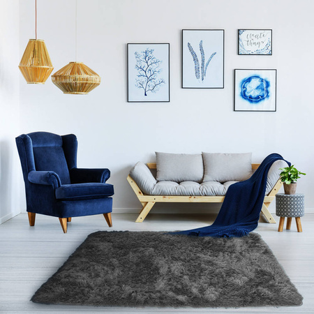 Shaggy Strado GreyNight rug 160x220 cm - dark gray soft carpet for living room and youth room
