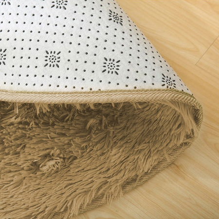 Shaggy Strado 80x80 round carpet CappuccinoCamel (Light brown)