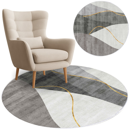 Round carpet NOVO Strado modern delicate gray pattern for living room Grey Echo 100x100 cm