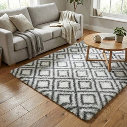 Dywan do salonu shaggy DECOR antypoślizgowy miękki puszysty modny 140x200 White Cube