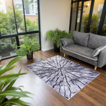 NOVO Strado modern tree trunk carpet for living room delicate grey velvet pattern Grey Trunk 120x160 cm