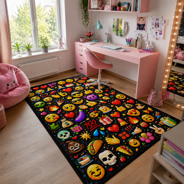 Dywan gamingowy 120x170 dla gracza mata pod fotel antypoślizgowy Emoji 3D