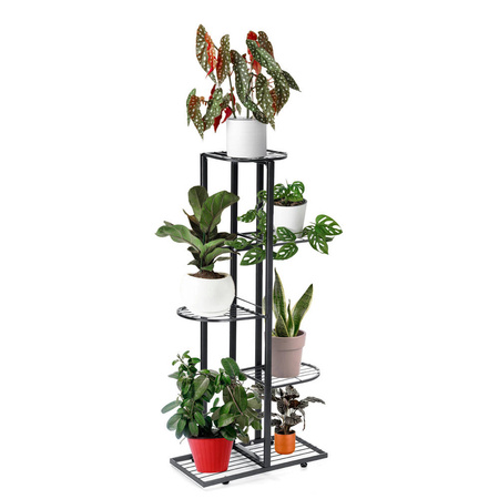 Standing metal flower stand black for 6 flower pots - elegant flower stand