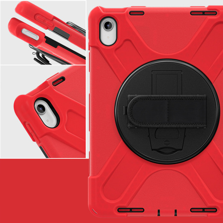 Etui Shockproof z uchwytem do Apple iPad 10.9 2022 / 11 A16 2025 / Apple iPad 10.9 / Apple iPad 11, czerwone - ochronne