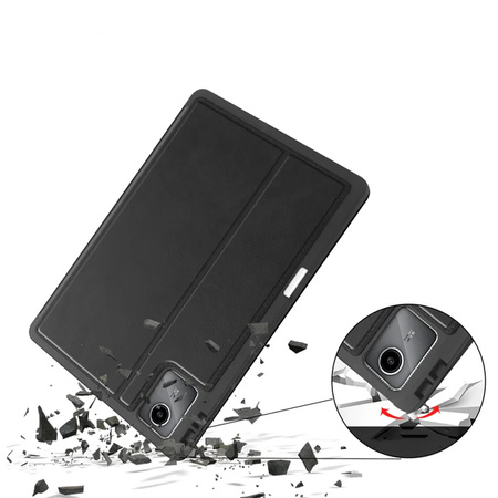 Puzdro kožené z vreckami karty na Lenovo Tab M11 / M11 10.95, čierne - ochranné so stojanom