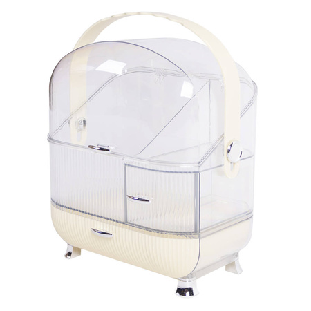 Strado multi-level casket organizer for cosmetics and jewelry capacious lockable acrylic trunk