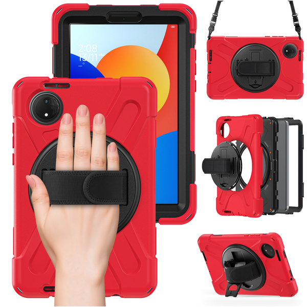 Puzdro pancierové Shockproof s držiakom na Xiaomi Redmi Pad SE 8.7 2024 / Redmi Pad SE 8.7, červené - ochranné