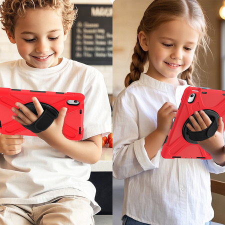 Etui Shockproof z uchwytem do Apple iPad 10.9 2022 / 11 A16 2025 / Apple iPad 10.9 / Apple iPad 11, czerwone - ochronne
