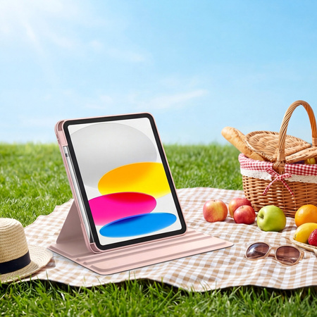 Puzdro otočné Pencil na iPad 10.9 2022 Gen. 10 / 11 2025 A16 Gen. 11 Wake, ružové - ochranné so stojanom
