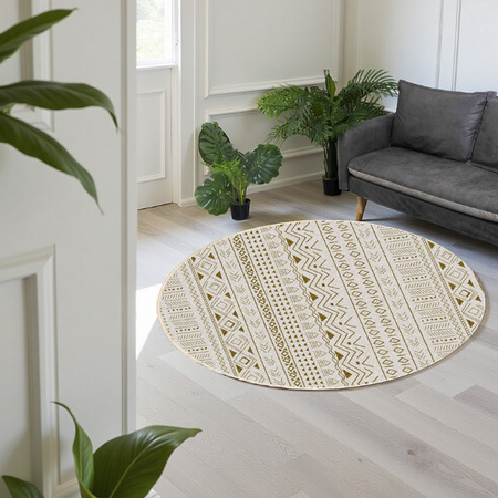 Round carpet NOVO Strado modern beige oriental pattern for living room Sahara 160x160 cm