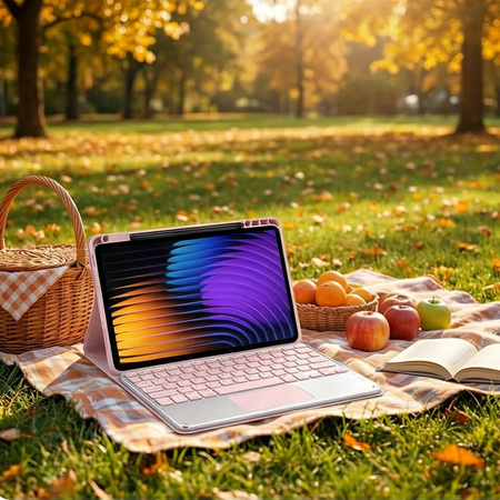 Puzdro s klávesnicou na Xiaomi Pad 7 / Pad 7 Pro 11.2 na stylus / Xiaomi Pad 7 Pro, ružové - ochranné so stojanom