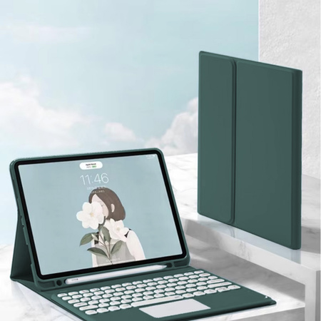 Etui z klawiaturą do Apple iPad AIR 13 M2 2024 M3 2025 Gen 6 7, zielone