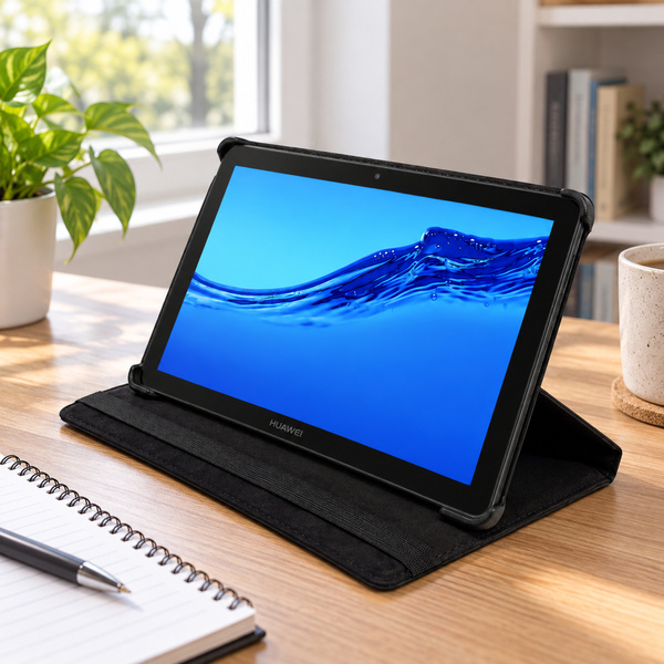 Etui obrotowe do Huawei MediaPad T5 10 10.1 z klapką i podstawką - czarne
