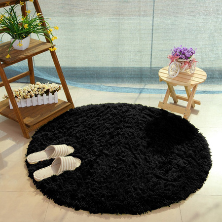 Shaggy Strado 150x150 BlackSky round carpet (Black)