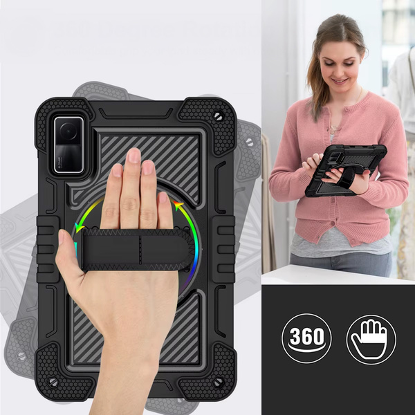 Puzdro pancierové s držiakom Shockproof na Xiaomi Redmi Pad SE 2023 11 / Redmi Pad SE 11, čierne - ochranné