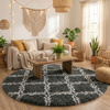 Dywan okrągły do salonu shaggy DECOR antypoślizgowy miękki puszysty 140x140 Grey Lantern