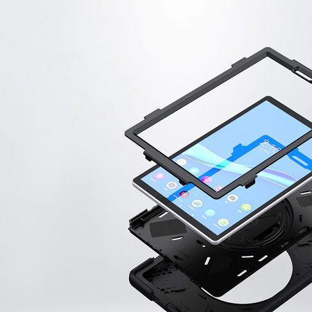 Puzdro Armor Strap z remienkom na Lenovo Tab M11 10.95, čierne - ochranné so stojanom, prístup k portom a tlačidlám