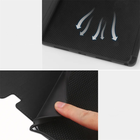 Puzdro kožené z vreckami karty na Lenovo Tab M11 / M11 10.95, čierne - ochranné so stojanom
