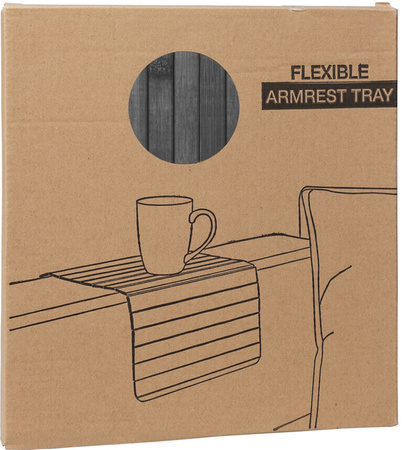 Podłokietnik na sofę kanapę podkładka nakładka elastyczna taca bambusowa (Czarny)