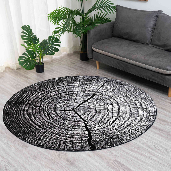 NOVO Strado modern tree trunk carpet for living room grey pattern Grey Trunk 160x160 cm