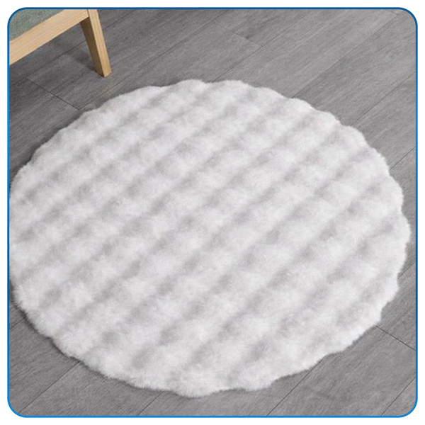 Dywan okrągły Rabbit Bubble 120 cm, biały - pluszowy, miękki do salonu i sypialni