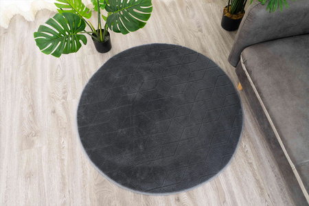 STRADO round Rabbit 3D plush soft like rabbit anti-slip carpet 150 Grey