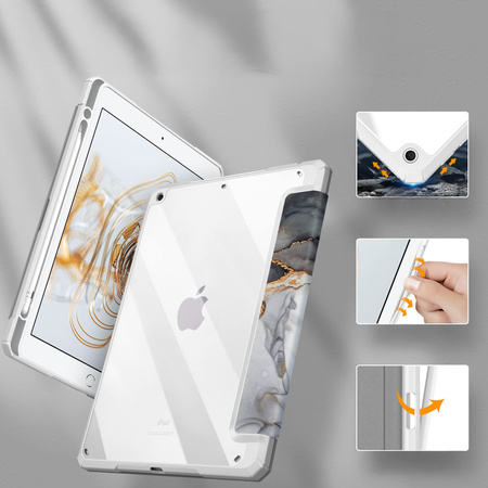 Puzdro grafické na Apple iPad 10.9 2022 Gen 10 / 11 2025 A16 Gen 11 s klapkou, čierne - ochranné so stojanom