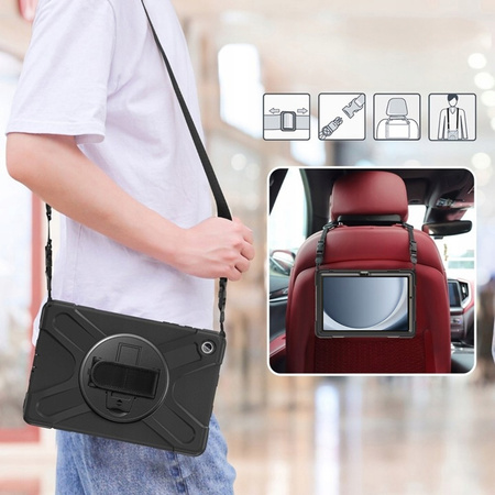 Armor case with handle and strap for Samsung Galaxy Tab A9 8.7 (Black)