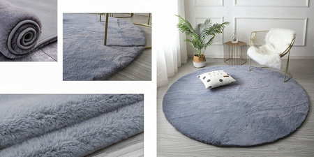 Rabbit Strado 150x150 Silver round rug (Light gray)