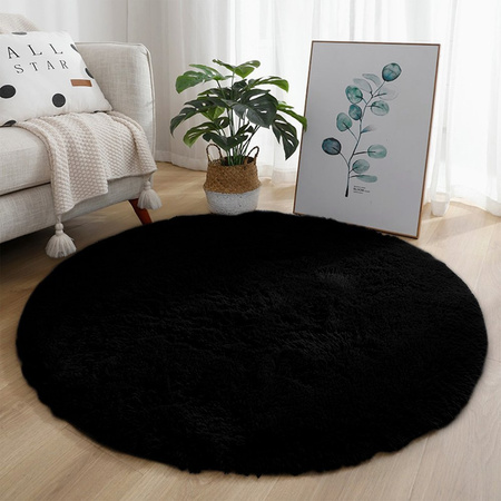 Shaggy Strado 300x300 BlackSky round carpet (Black)