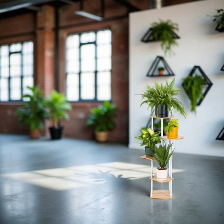 Kwietnik metalowy na kwiaty stojący wysoki 5 poziomów duży 106cm XL PALACE, biały