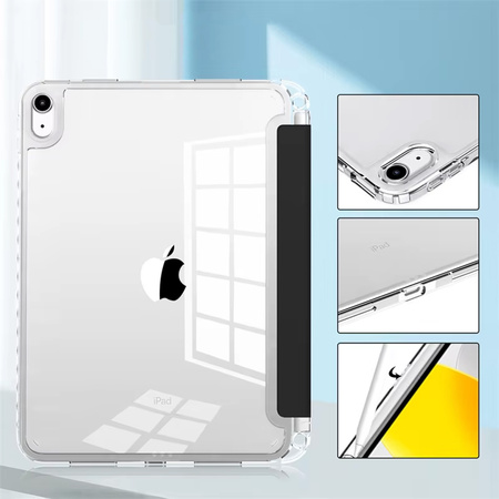 Hard Crystal case with stylus holder for Apple iPad 10.9 10 GEN 2022 / iPad 11 A16 11GEN 2025 - Black