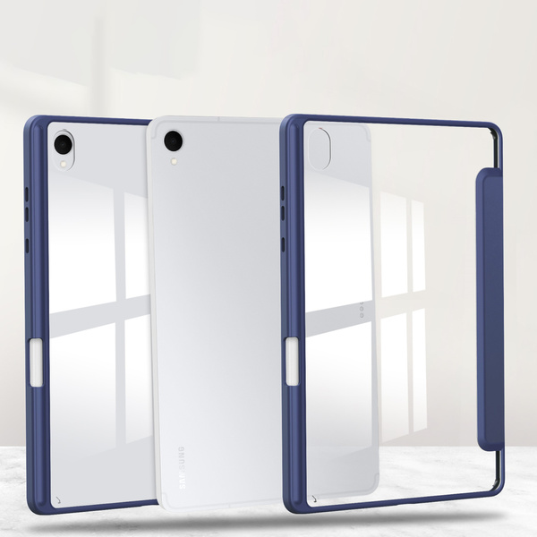 Puzdro Clear Pencil na Samsung Galaxy Tab S11 11 SM SMX736 s klapkou, tmavomodré - ochranné