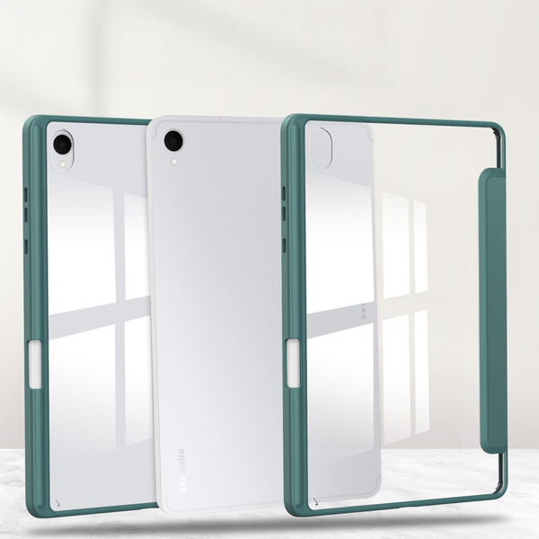 Puzdro Clear Pencil na Samsung Galaxy Tab S11 11 SM SMX736 s klapkou, zelené - ochranné