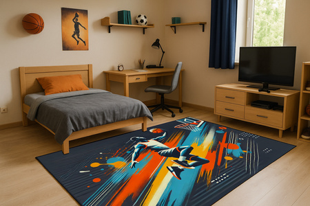 3D Strado BasketBall carpet 120x170 cm modern with 3D pattern for gamer's room