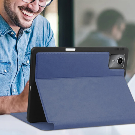 Etui skórzane z kieszeniami do Lenovo Tab M11 10.95 TB330FU TB330XU TB331FC, granatowe