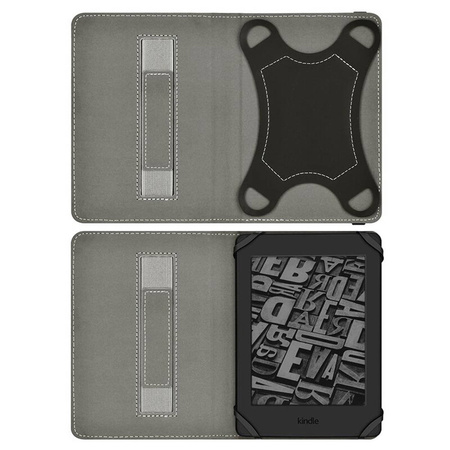 Etui Skórzane z uchwytem do Kindle 11 / 10 Paperwhite 1 / Kindle 2 / Kindle 3, czarne - ochronne z podstawką