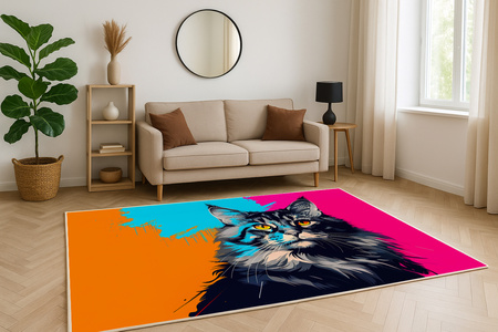 3D Strado MainCoon carpet 140x200 cm with cat pattern for animal lovers for living room and room
