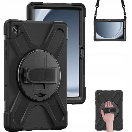 Etui Armor z uchwytem i paskiem do Samsung Galaxy Tab A9 8.7 (Czarne)