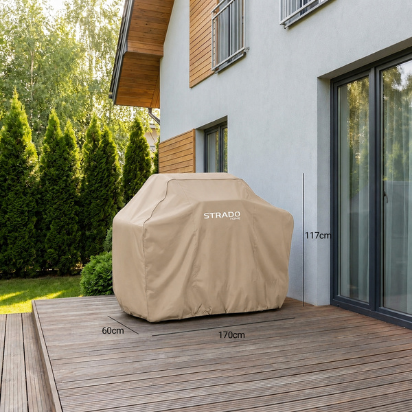 Pokrowiec na grill 170x60x117 cm wodoodporny ochrona UV beżowy