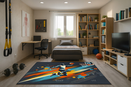 3D gaming carpet Strado BasketBall 140x200 cm modern with sports theme for youth room