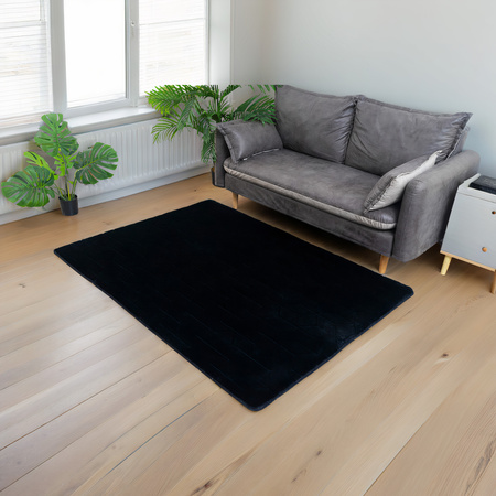 Dywan STRADO Rabbit 3D pluszowy miękki jak królik antypoślizgowy 80x150 Black