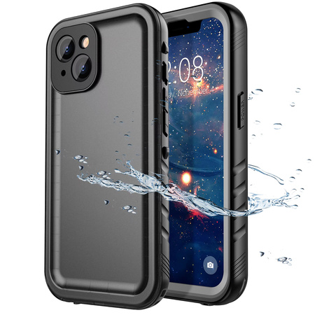 Etui wodoodporne IP68 360 do iPhone 13, czarne - ochronne z podstawką, dostęp do portów i przycisków