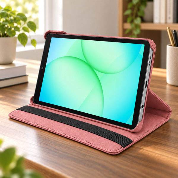 Etui obrotowe do Samsung Galaxy Tab A11 X135/ X133 A9 SM-X115/X110 - różowe
