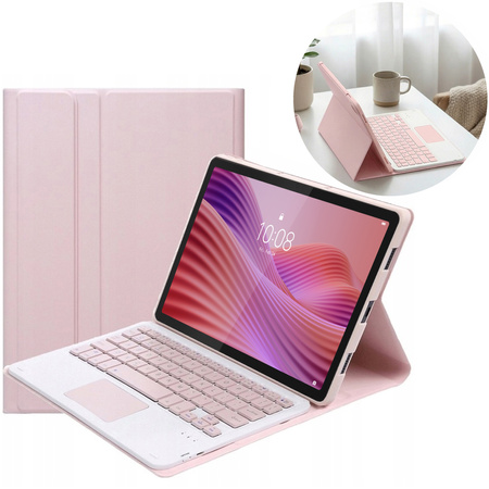 Puzdro s klávesnicou touch na Lenovo Tab 10.1 2025, ružové - ochranné so stojanom