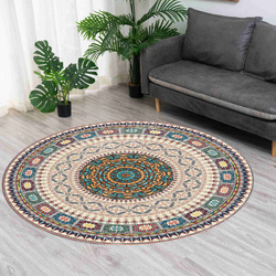 Round carpet NOVO Strado modern beige torte pattern for living room Oriental 120x120 cm